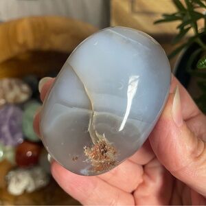 Polished Agate Crystal palm Stone